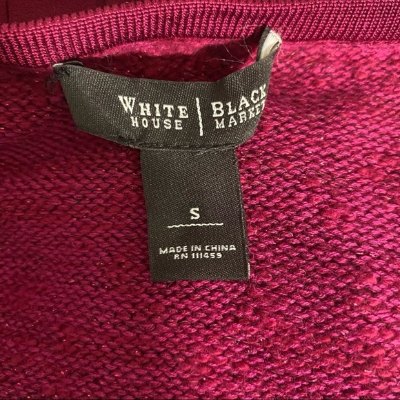 White House Black Market Cardigan Sweater Ruffle Chain Trim Hook And Eye Closure - Picture 4 of 8